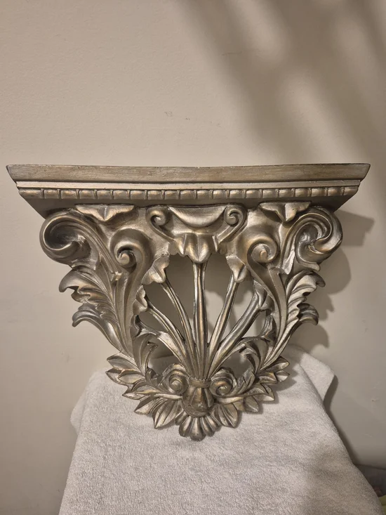 2 New Decorative Wall Corbel Shelves - Antique Silver Finish