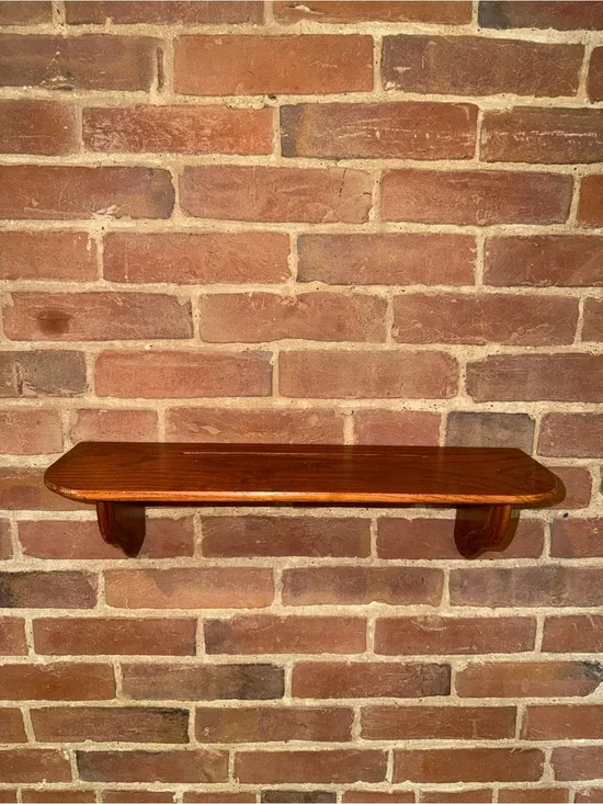 Wood Floating Wall Shelf Picture Slot Display - Dark Brown Oak