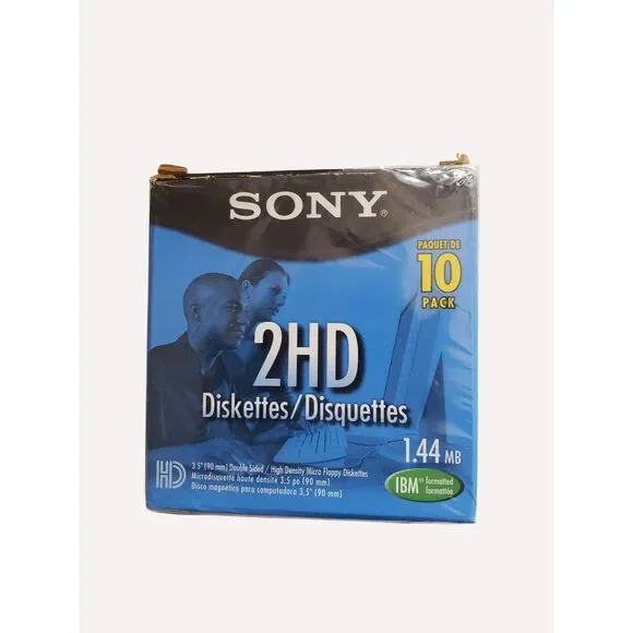 Sony 100MFD-2HD 1.44MB Double Sided Micro Floppy Diskettes Open Box-9pc