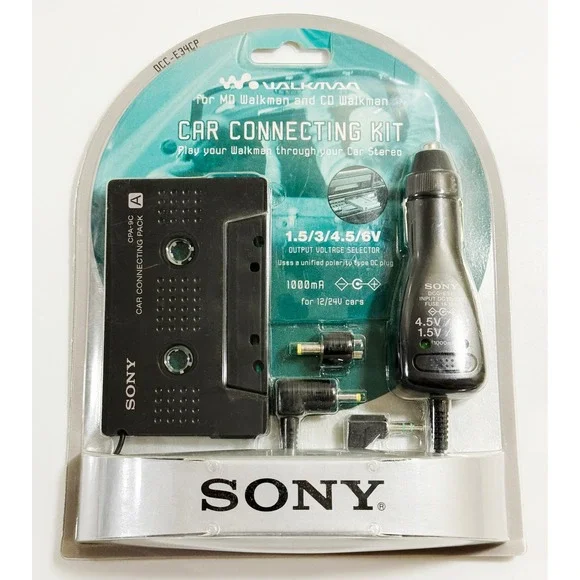 Sony Car Connecting Kit Unisex OS Black DCC-E34CP Walkman Cassette Adapter New