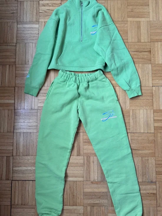 SET Active Women's Green Fleece Half-Zip & Jogger Set XS