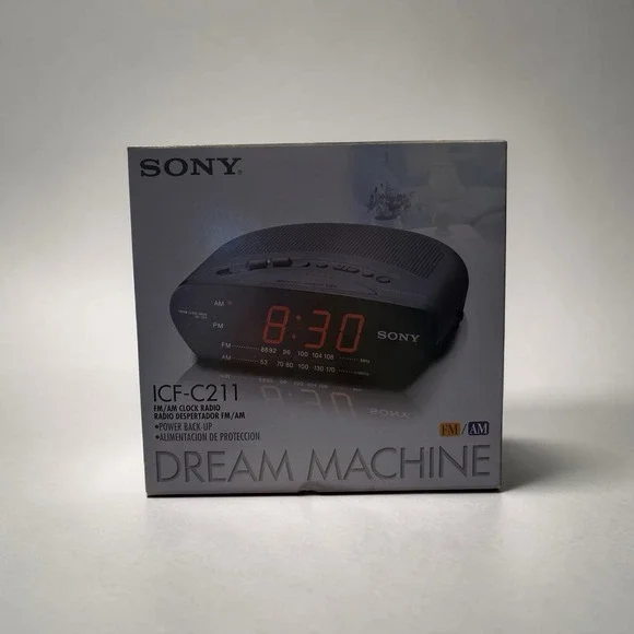 Sony Dream Machine ICF-C211 FM AM Clock Radio Alarm Grey Vintage Bedside NOS New