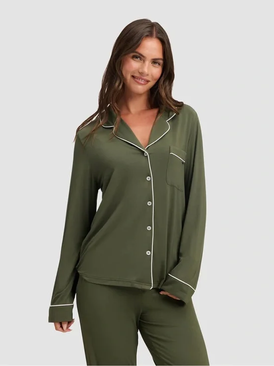 COZY EARTH Women's Olive Green 2-Piece Pajamas NWT