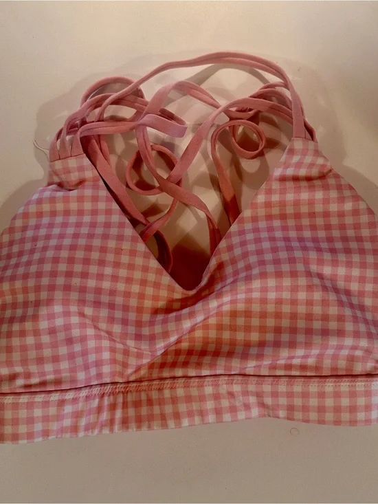 Pink Gingham Strappy Bralette/Leggings Set