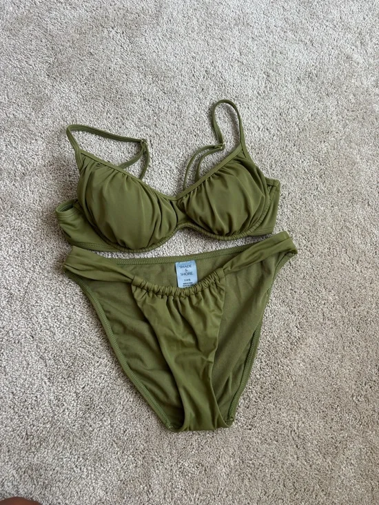 Shade & Shore Olive Green Two-Piece Bikini Set