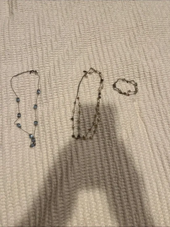 Lea SophiaBlue Crystal Station Necklace and bead and pearl set