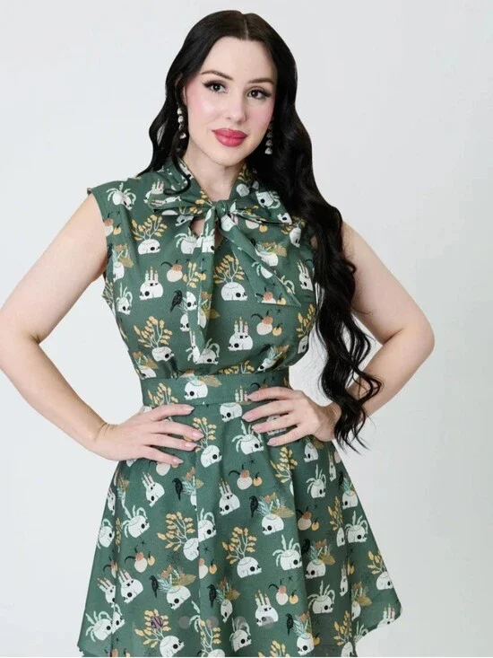 Retrolicious 100% Cotton Summerween Blouse And Skirt Set Size XS