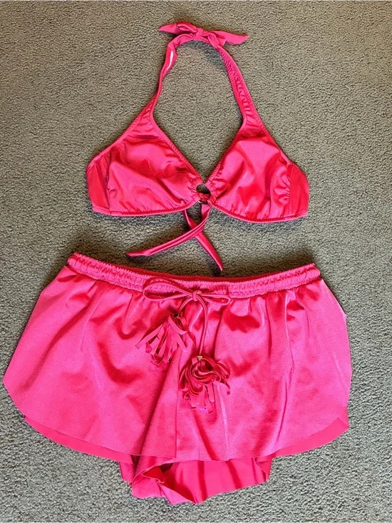 Women’s Venus Hot Pink Bikini Top C Cup Shorts Bottoms Size 8 Two Piece Swimsuit