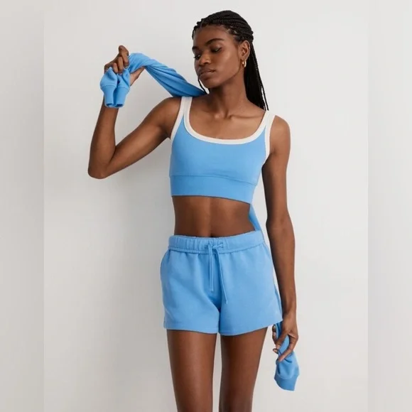 Madewell Terry Ribbed Bralette in Oasis Blue