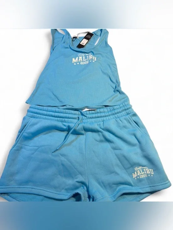 Fashion Nova Blue Malibu Tank Top & Shorts Set