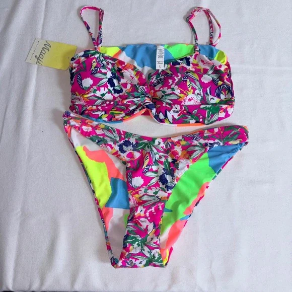 Maaji Bikini Set Large Multicolor Floral Abstract Tropical Bandeau PT7000SET616