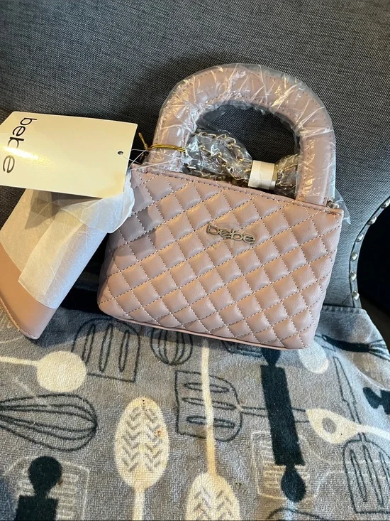 bebe Quilted Mini Satchel in Dusty Pink