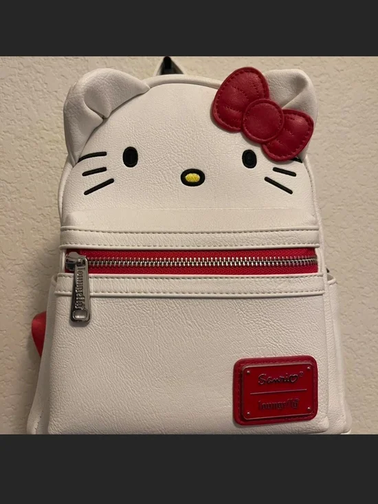 Loungefly Sanrio Hello Kitty Mini Backpack and Matching Wallet Set - White/Red