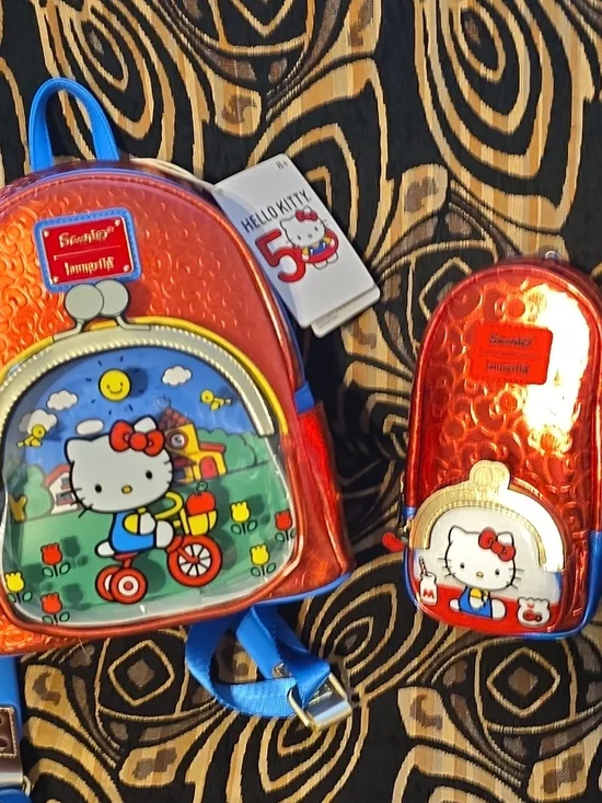 Sanrio x Loungefly 50th Anniversary Metallic Pencil Case/Backpack Set - NWT!