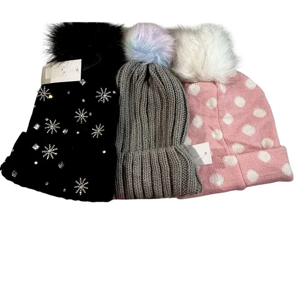 BP &‎ Tucker Tate Pom Beanies 3-Bundled, One Size, Multi Colors, NWT!