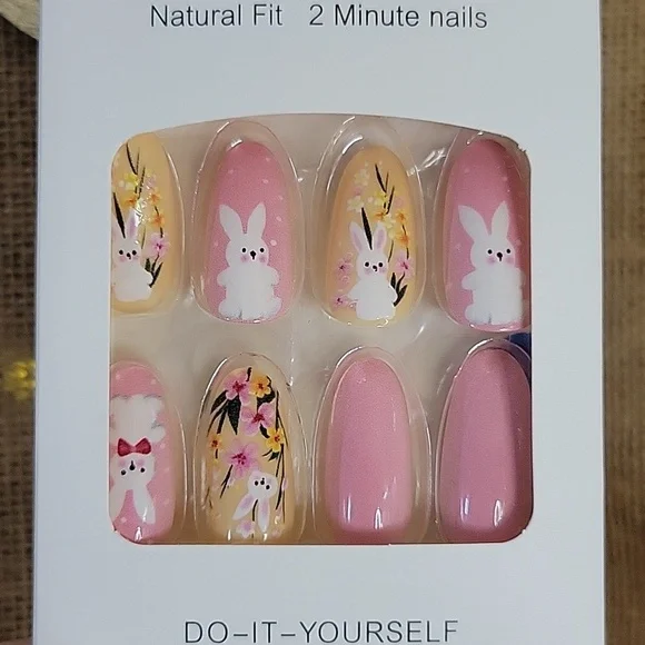 SPRING BUNNY MANICURE PRESS-ON NAILS, SET OF 24