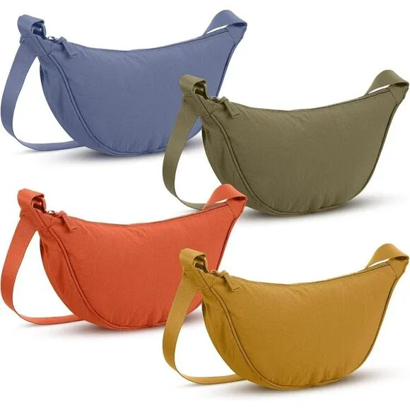 4 Pcs Nylon Crescent Crossbody Purses Sets for Women Men Travel Shoulder Bags