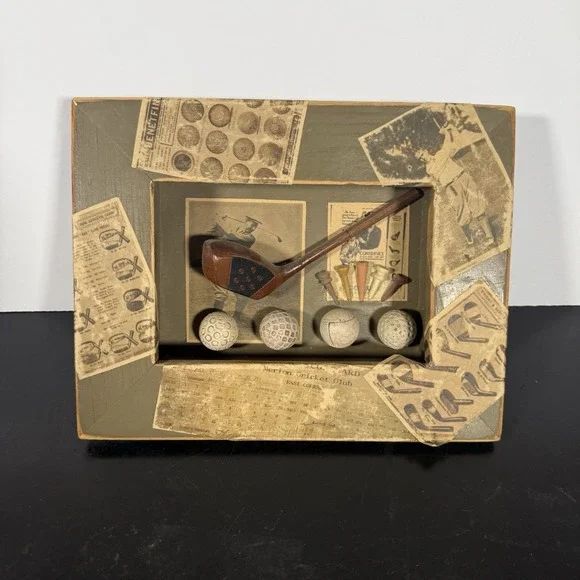 Vintage Golf Shadow Box Wall Art Wood Frame Balls Tee Club Decor 8x10‎ Rustic