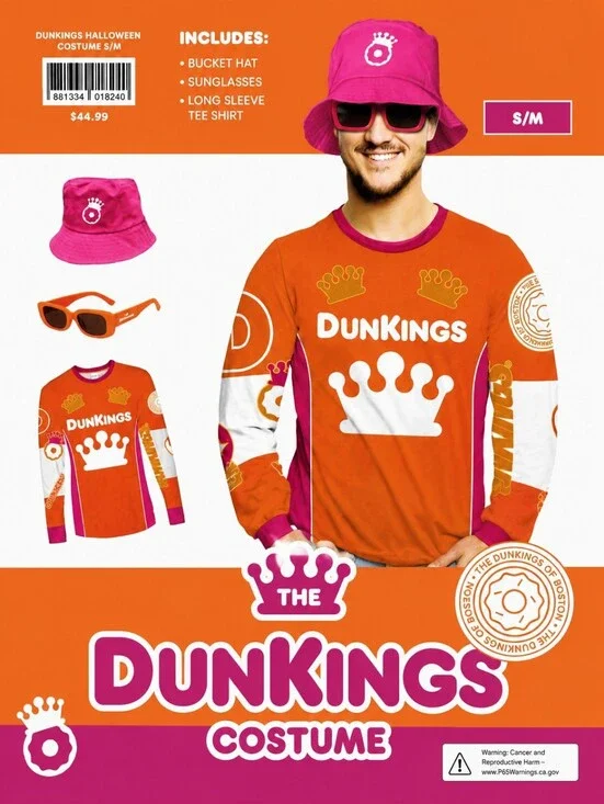 Dunkings Halloween Costume Adult S/M – Bucket Hat, Sunglasses & Long Sleeve