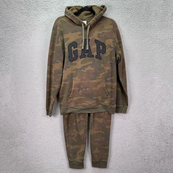 Gap Sweatsuit Womens M Green Camo Embroidered Military Gorp Lounge Comfort‎ Y2K
