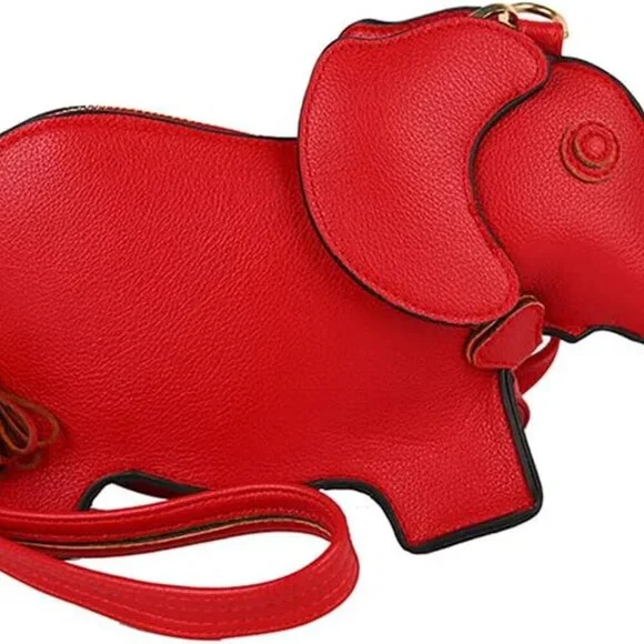 Cute PU Leather Shoulder Bag Fashion Elephant Purse Novelty Animal Shaped Purse