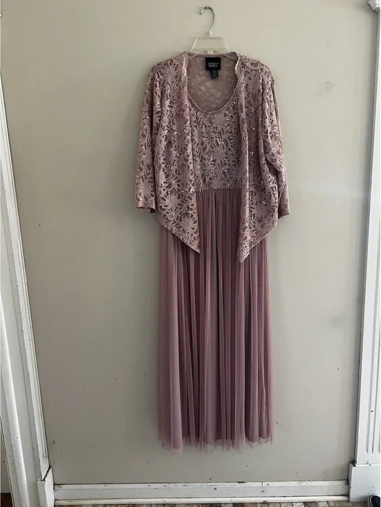 Evening Gown Womens Extra Large Embellishments Dusty Pink Jacket Dress