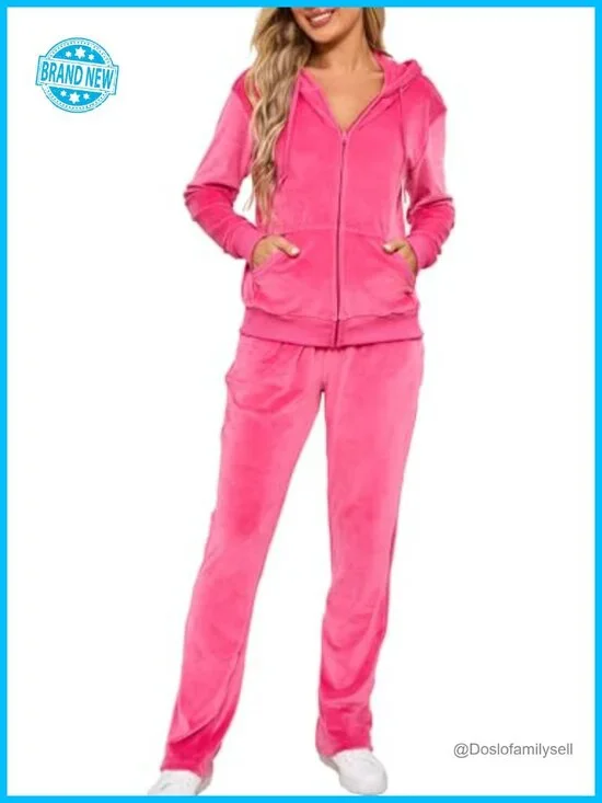 Women's Velour Tracksuit 2 Piece Set Full Zip Hoodie Joggers