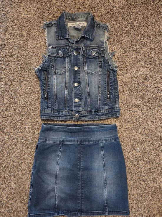 Denim Vest and Skirt Combo