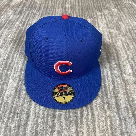 Chicago Cubs Hat Cap Fitted Mens 7 Royal Blue MLB Baseball 59FIFTY New Era