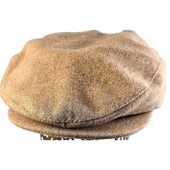 Union Made 90s Vintage Newsboy Cap London Fog Cap Fitted Mens Medium Brown Wool‎