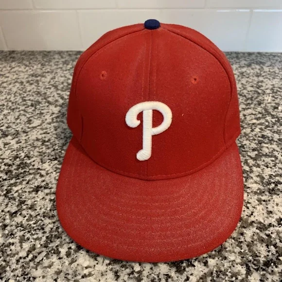 Vintage Philadelphia Phillies Hat Cap Fitted Mens 6 7/8 Red New Era 59FIFTY USA