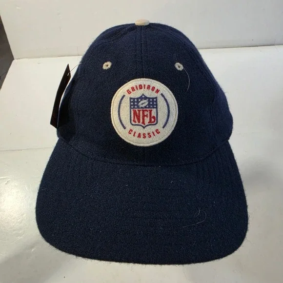 Vtg 2002 Reebok NFL Gridiron Classic Hat Navy Blue Wool Blend Strapback Cap NWT