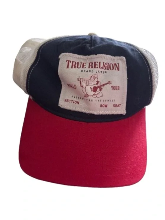 True Religion Trucker Hat in Navy, Red & White