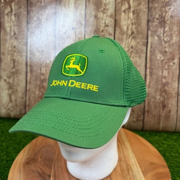 John Deere Trucker Hat Mens One Size Green Mesh Back Embroidered Logo