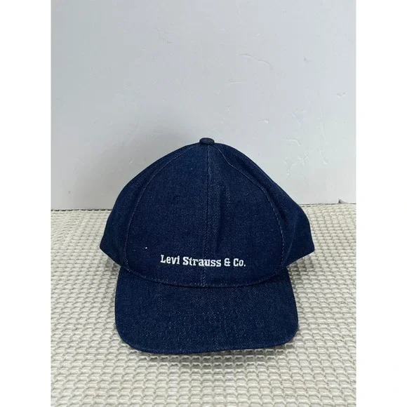 Baseball Cap Levi‎ Strauss Co Embriodered Denim Blue Adjustable Strap Cotton EUC
