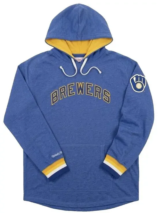 Men's Milwaukee Brewers Gameday Classic Mitchell & Ness Long Sleeve Hoodie Shirt