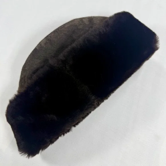 Vintage Seifter Associates Brown Real Fur Leather Winter Hat Made n Italy Unisex