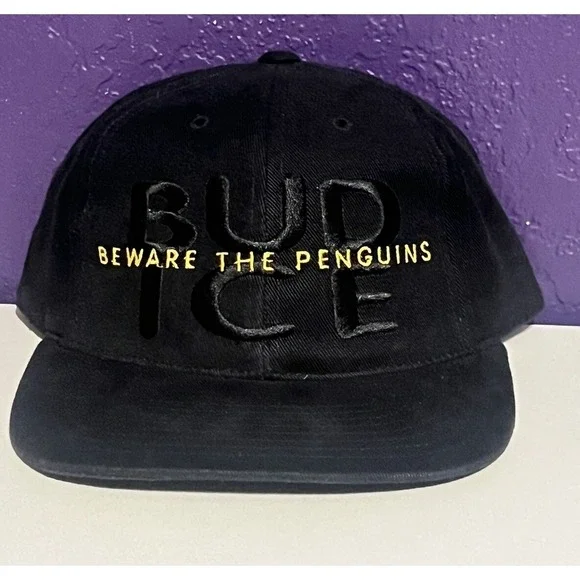 Vintage 90 Pittsburgh Penguins Strapback Hat NHL Sports Specialties Blockhead