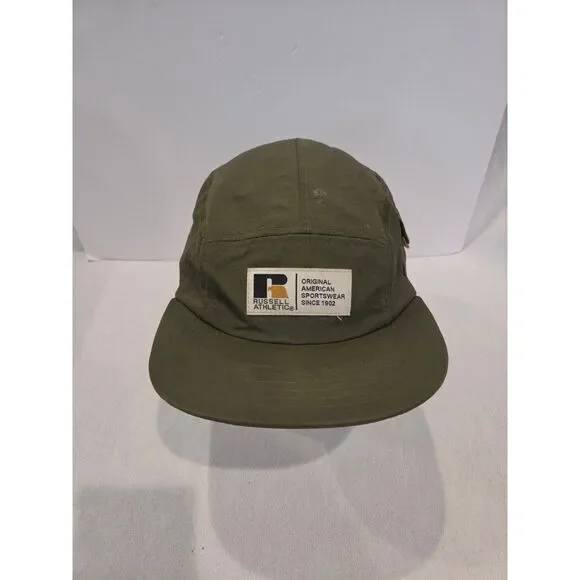 Russell Athletic 5 Panel Camp Hat Green American Sportswear Adjustable Strapback