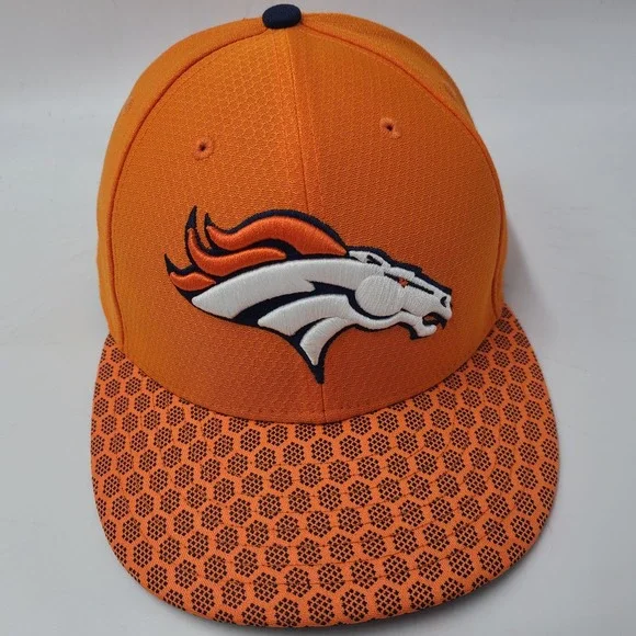 Denver Broncos Hat Fitted 8 New Era 59Fifty Orange Blue NFL Football Logo‎ Men