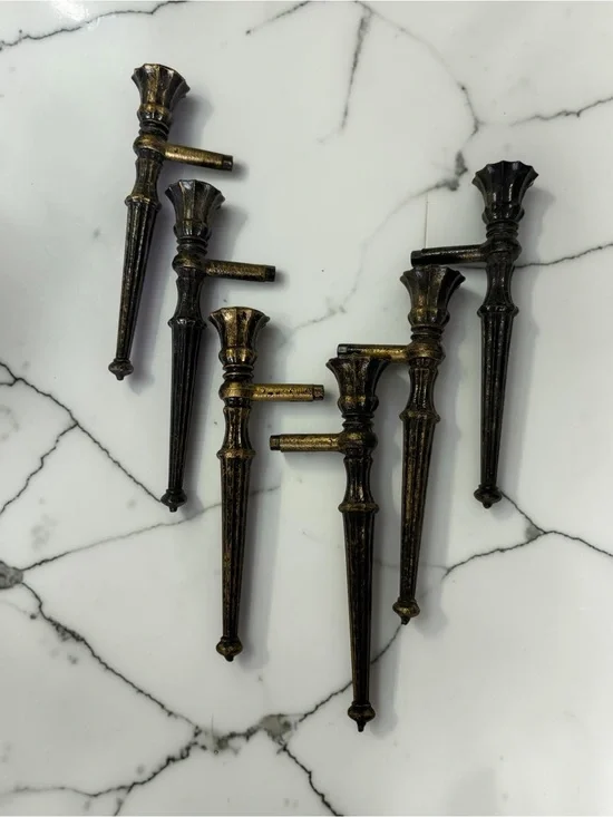 Lot 6 Candelabra Arms Torch Candle Holder Parts Antiqued Black Gold Gothic
