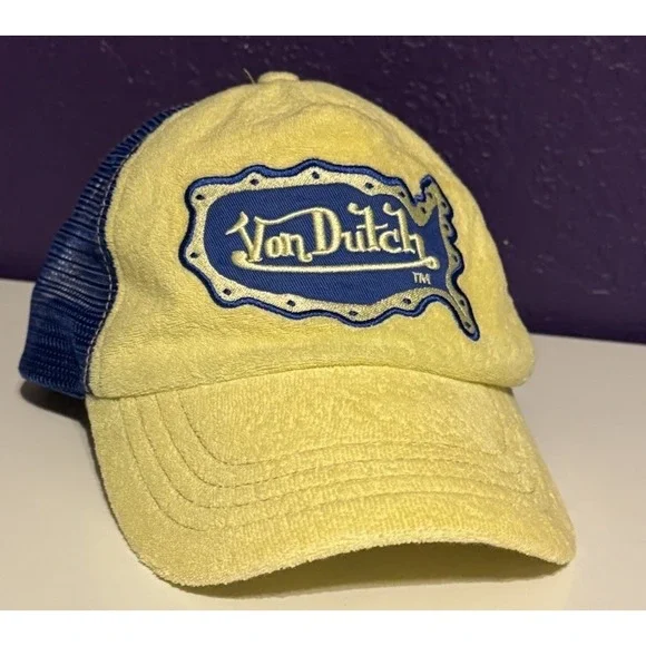 Vintage Von Dutch Trucker Hat Terry Towel USA Map Paris Hilton Kim Y2K 90s Rare