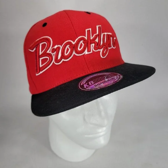 Brooklyn Hat Cap Mens Red Black Snapback BRED KB Ethos Flat Brim  Adjustable