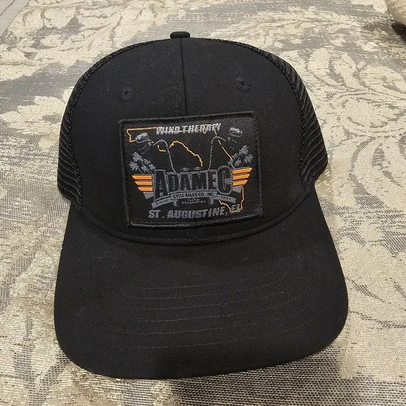 Snapback Black Biker Hat Adamec Cycles Trucker Hat Harley Davidson
