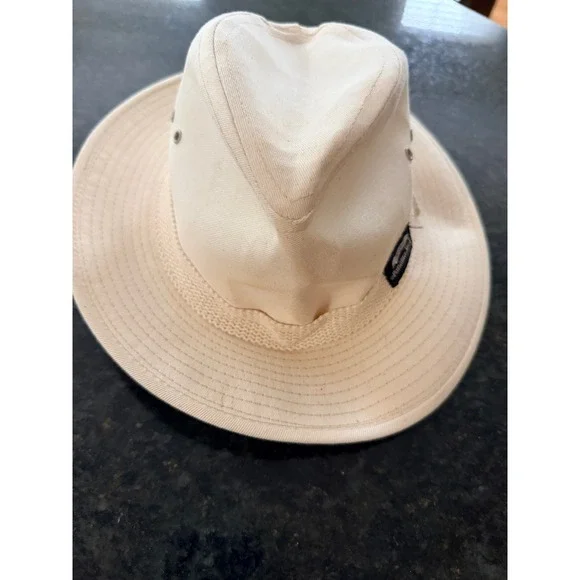 Panama Jack Cream Canvas Cotton Safari Hat Small Made in USA Vintage Sun Hat