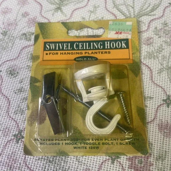 Vintage AmerTac Swivel Ceiling‎ Hook 128W 1994 White Hanging Planters NOS