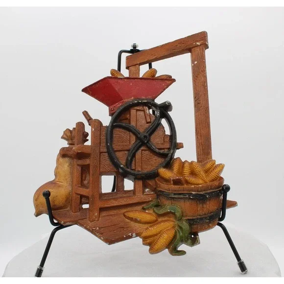 Vintage Homco Cast Metal Corn Sheller Wall Plaque 1978