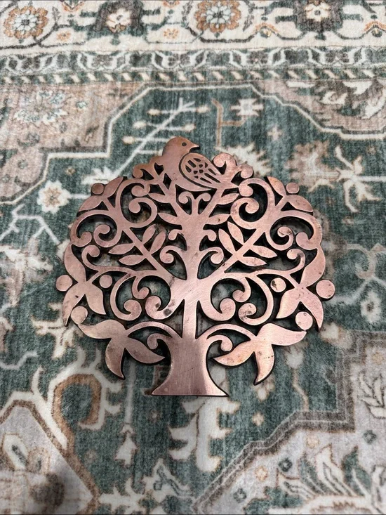 Tree of Life Metal Trivet Wall Hanging Copper Finish Bird Kitchen Decor