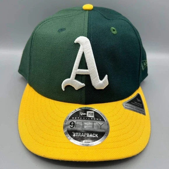 Oakland Athletics Hat Men Retro Crown 9Fifty New Era MLB Strap Back Cap Wool New