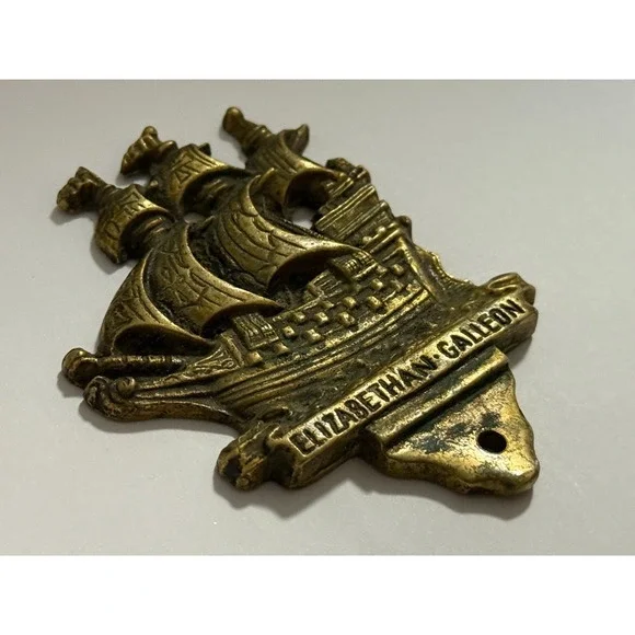 Vintage Set Brass Nautical Ship Wall Elizabethan Galleon Decor‎ Boat Door
